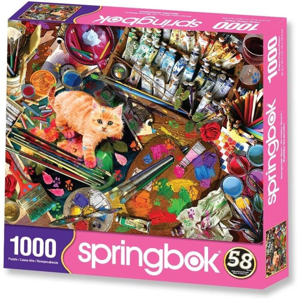 NEW Springbok 1000 piece jigsaw puzzle of Unexpected Mews‎ Kitten & Art Painting